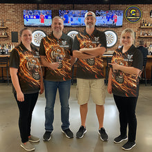 Load image into Gallery viewer, Orange Flaming Tiger Funny Darts Custom Women's Dart Polo Shirts Team Dart League Jerseys NYN2076