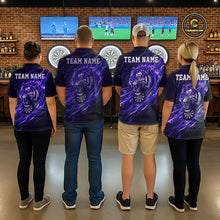 Load image into Gallery viewer, Purple Flaming Tiger Funny Darts Custom Women's Dart Polo Shirts Team Dart League Jerseys NYN2077