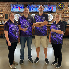 Load image into Gallery viewer, Purple Flaming Tiger Funny Darts Custom Women's Dart Polo Shirts Team Dart League Jerseys NYN2077