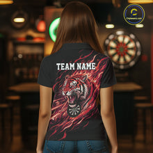 Load image into Gallery viewer, Red Flaming Tiger Funny Darts Custom Women's Dart Polo Shirts Team Dart League Jerseys NYN2078