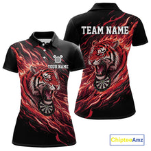 Load image into Gallery viewer, Red Flaming Tiger Funny Darts Custom Women's Dart Polo Shirts Team Dart League Jerseys NYN2078