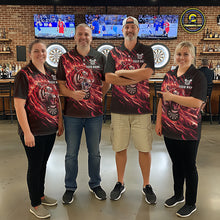 Load image into Gallery viewer, Red Flaming Tiger Funny Darts Custom Women's Dart Polo Shirts Team Dart League Jerseys NYN2078