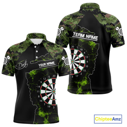 Camo Pattern Green With Flame Dartboard Dart Shirts For Men, Custom Dart Jerseys NYN0063