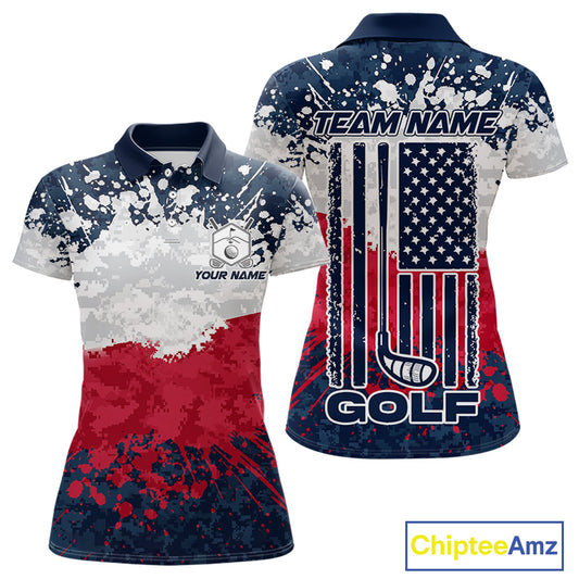 American flag splatter womens golf polo patriotic golf top