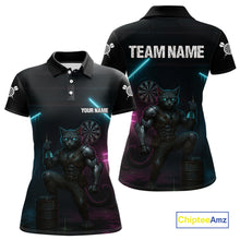 Load image into Gallery viewer, Funny Horror Cat Plays Dart Arrow Custom Darts Polo Shirt For Women, Dart Team Jerseys NYN1824