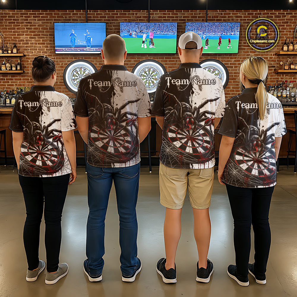 Personalized Black & Red Dripping Spider Men Dart Quarter-Zip Shirts Custom Dart League Jerseys NYN2095