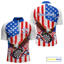 Load image into Gallery viewer, Personalized Eagle US Flag Patriotic Men Darts Quarter-Zip Shirt Custom Freedom-Day Dart Team Jersey NYN2620