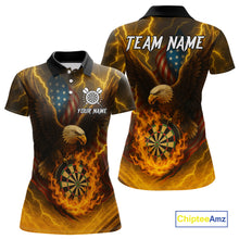 Load image into Gallery viewer, Custom Yellow Lightning Flame Dartboard Polo Darts Shirt For Women Outfit Dart Team Jersey NYN1311