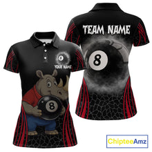 Load image into Gallery viewer, Custom Funny Rhino &amp; 8 Ball Women's Billiard Shirts Personalized Billiard Apparel Gifts NYN2333