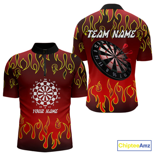 Custom Flame Pattern Red Dartboard Flame Dart Shirt For Men, Dart Jerseys NYN0228