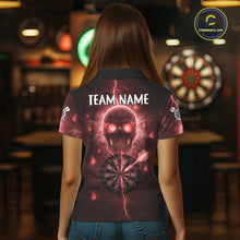 Load image into Gallery viewer, Custom Red Skull Butterflies Lightning Dartboard Women Darts Polo Shirt, Dart Jerseys NYN1843