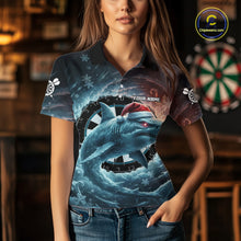 Load image into Gallery viewer, Snowflake Ice Shark Dartboard Funny Women Darts Polo Shirt Custom Christmas Dart Jerseys NYN1861