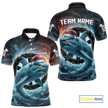 Load image into Gallery viewer, Snowflake Ice Shark Dartboard Funny Men Darts Polo Shirt Custom Christmas Dart Jerseys NYN1861