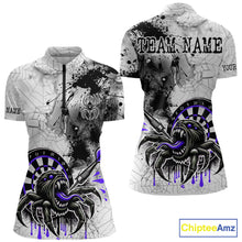 Load image into Gallery viewer, Personalized Dripping Black And Purple Spider Dart Quarter- Zip Shirts For Women, Custom Dart Jerseys NYN2117