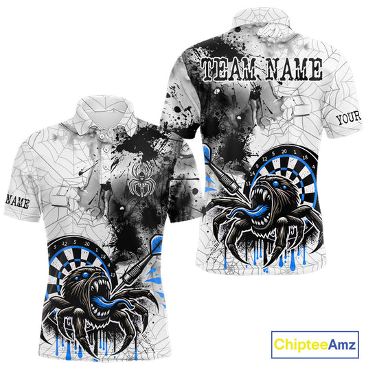 Personalized Dripping Black And Blue Spider Dart Polo Shirts For Men, Custom Dart Jerseys NYN2118