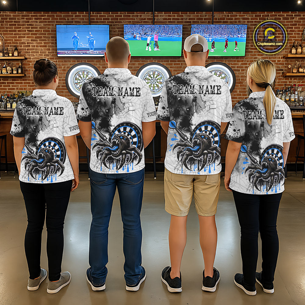Personalized Dripping Black And Blue Spider Dart Quarter- Zip Shirts For Women, Custom Dart Jerseys NYN2118