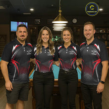 Load image into Gallery viewer, Black &amp; Red Ball Pool Team Shirts Men's Billiard Polo &amp; 1/4-Zip Personalized Billiard Gifts NYN2396