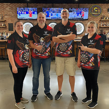 Load image into Gallery viewer, Personalized Red Grunge US Flag Eagle Dart Shirts For Men Patriotic Dart Polo &amp; 1/4-Zip Jersey NYN2780