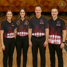 Load image into Gallery viewer, Red Flames Custom Funny Raccoon Womens Bowling Shirts Bowling Team Shirt For Bowlers NYN3411