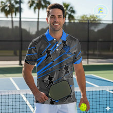 Load image into Gallery viewer, Custom Grey And Blue Pickleball Ball Jerseys For Men Pickleball Paddle League Shirts NYN2129