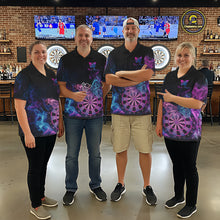 Load image into Gallery viewer, Smoke Butterfly Dartboard Women Dart Polo &amp; 1/4-Zip Shirt Custom Blue Pink Dart Jersey For Darters NYN3001