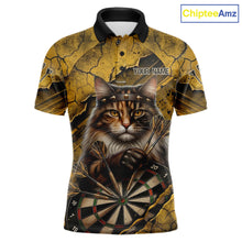 Load image into Gallery viewer, Funny Cat Cracked Darts Shirt For Men Custom Yellow Grunge Darts Team Jersey, Darts Gifts NYN3006