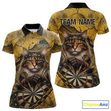 Load image into Gallery viewer, Funny Cat Cracked Darts Shirt For Women Custom Yellow Grunge Darts Team Jersey, Darts Gifts NYN3006