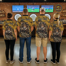 Load image into Gallery viewer, Funny Cat Cracked Darts Shirt For Women Custom Yellow Grunge Darts Team Jersey, Darts Gifts NYN3006