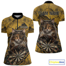 Load image into Gallery viewer, Funny Cat Cracked Darts Shirt For Women Custom Yellow Grunge Darts Team Jersey, Darts Gifts NYN3006