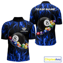 Load image into Gallery viewer, Blue Light Fire Flame 8 Ball Pool Shirt For Men Custom Billiard Ball Team Jersey