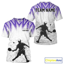 Load image into Gallery viewer, Custom White And Purple Grunge Pickleball Paddle League Jerseys Men Pickleball Team Shirts NYN2141