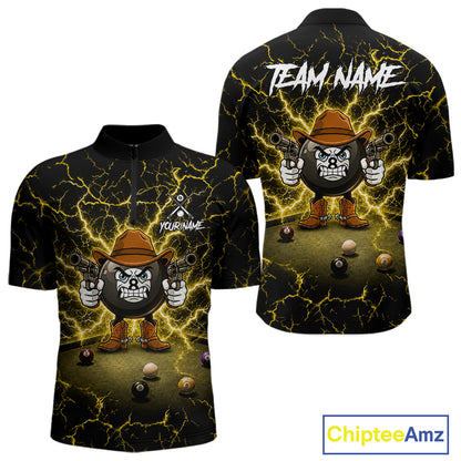 Billiard 8 ball cowboy funny pool shirt for men custom thunder yellow team attire