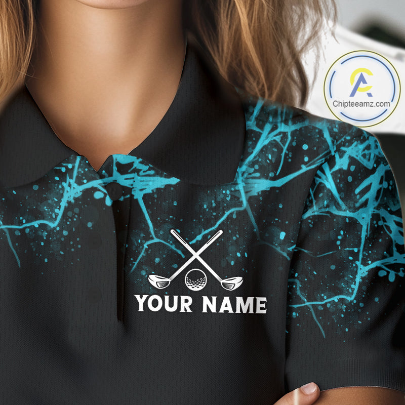 Teal Splatter Golf Ball Womens Golf Polo Shirt Customize Golf Gifts For Women Golf Tournament Shirt NYN4001
