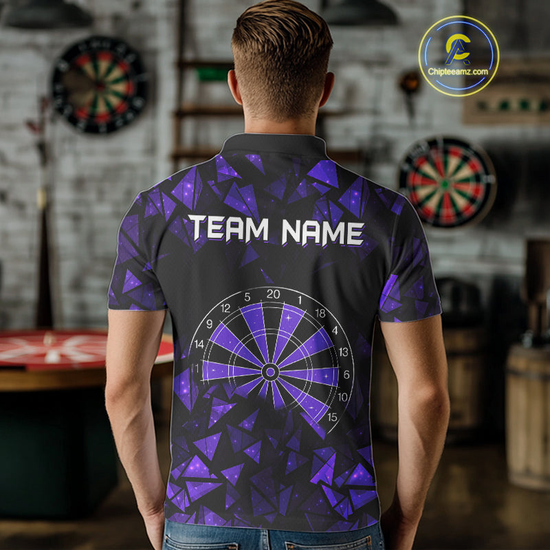 Custom Black & Purple Geometric Dartboard Dart Polo Shirt For Men Outfits Dart Jerseys NYN1606