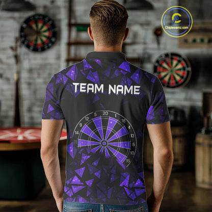 Custom Black & Purple Geometric Dartboard Dart Polo Shirt For Men Outfits Dart Jerseys NYN1606