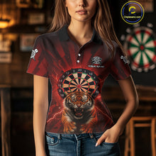 Load image into Gallery viewer, Horror Tiger Red Dartboard Custom Women's Darts Polo Shirt Dart Tournament Jerseys NYN1901