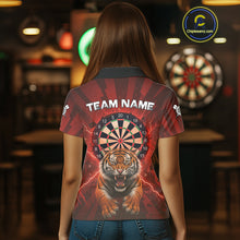 Load image into Gallery viewer, Horror Tiger Red Dartboard Custom Women's Darts Polo Shirt Dart Tournament Jerseys NYN1901