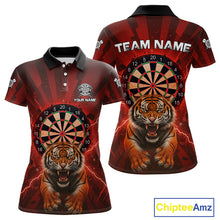 Load image into Gallery viewer, Horror Tiger Red Dartboard Custom Women's Darts Polo Shirt Dart Tournament Jerseys NYN1901