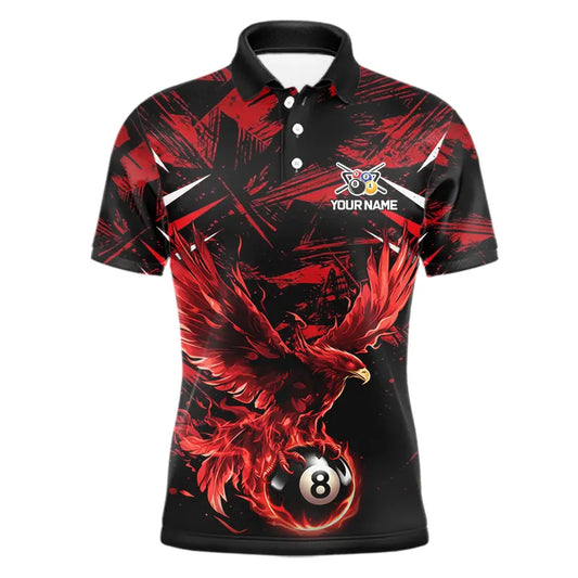Eagle Red Flames 8 Ball Pool Polo & 1/4-Zip Shirt For Men Personalized Balls Billiard Gifts NYN2423