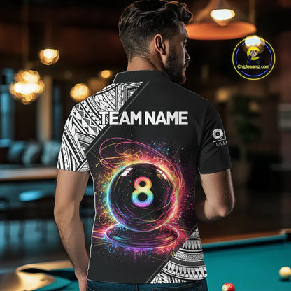 Rainbow 8 Ball Pool Polo & 1/4-Zip Shirt For Men Personalized Tribal 8 Ball Billiard Gifts NYN2425