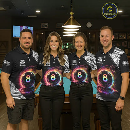 Rainbow 8 Ball Pool Polo & 1/4-Zip Shirt For Men Personalized Tribal 8 Ball Billiard Gifts NYN2425