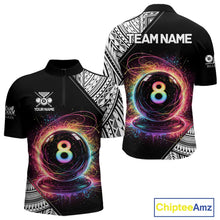 Load image into Gallery viewer, Rainbow 8 Ball Pool Polo &amp; 1/4-Zip Shirt For Men Personalized Tribal 8 Ball Billiard Gifts NYN2425