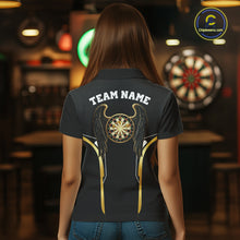 Load image into Gallery viewer, Personalized Gold Wings Dartboard Halftone Darts Polo Shirt For Women Dart League Jerseys NYN2172