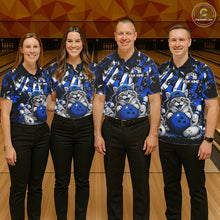 Load image into Gallery viewer, Funny Cat Blue &amp; White Grunge Bowling Jersey For Men Custom Bowling Tournament Bowling Team Shirts NYN3198