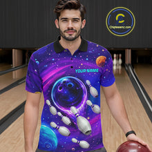 Load image into Gallery viewer, Purple blue abstract bowling team shirts custom bowling jerseys for league and tournament teams
