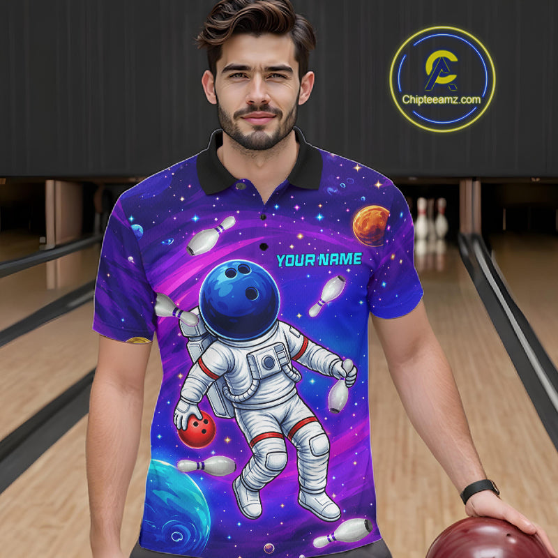 Funny astronaut galaxy bowling team shirts custom bowling jerseys for bowlers