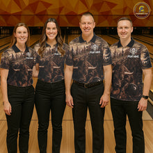 Load image into Gallery viewer, Funny Bull Bowling Shirts For Men Custom Grunge Forest Polo &amp; 1/4 Zip Bowling Team Jersey NYN3731