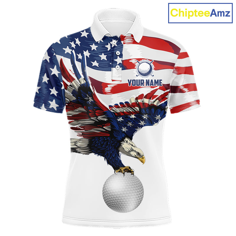 Red, White And Blue American Flag Eagle Golf Polo Shirts For Men Custom Patriot Golf Team Jersey NYN4027