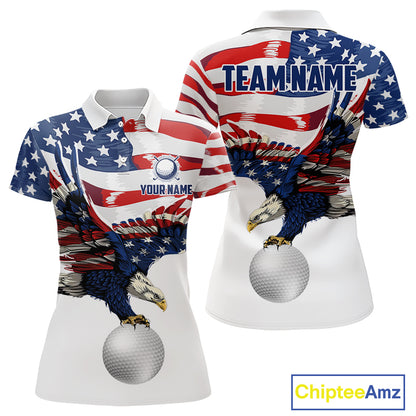 Red, White And Blue American Flag Eagle Golf Polo Shirts For Women Custom Patriot Golf Team Jersey NYN4027
