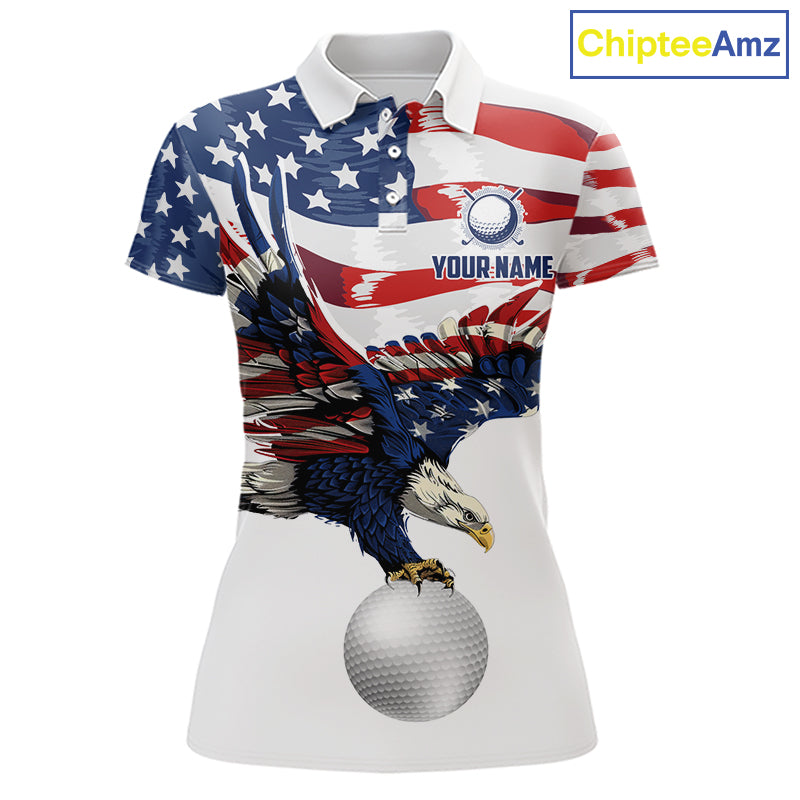 Red, White And Blue American Flag Eagle Golf Polo Shirts For Women Custom Patriot Golf Team Jersey NYN4027